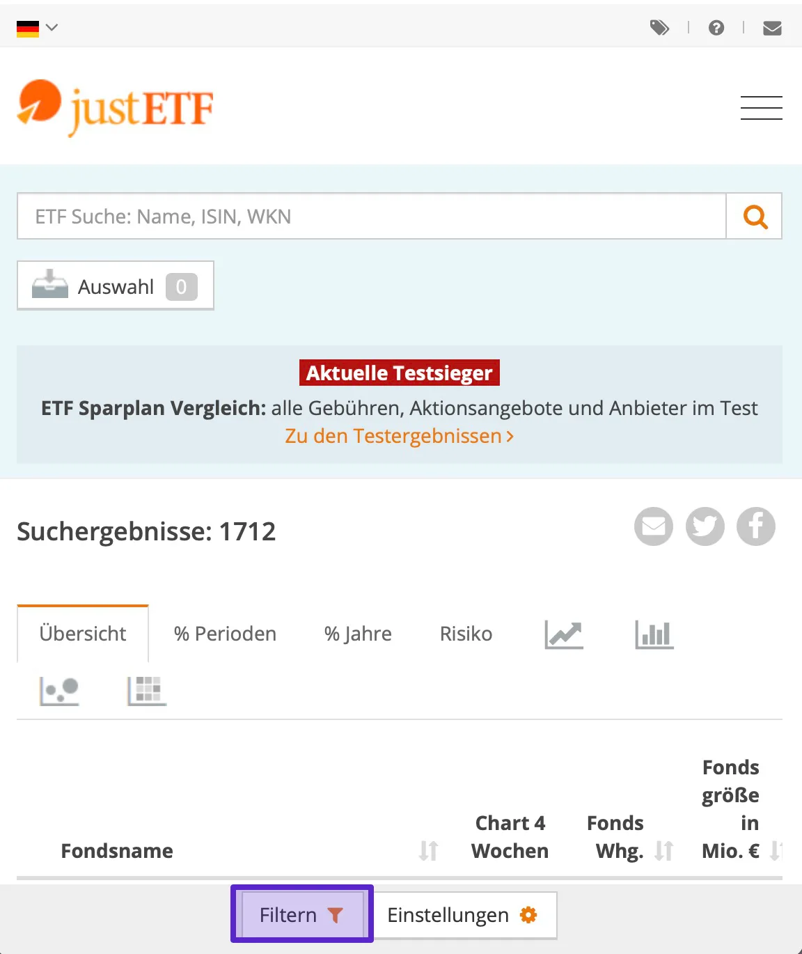 ETFs filtern