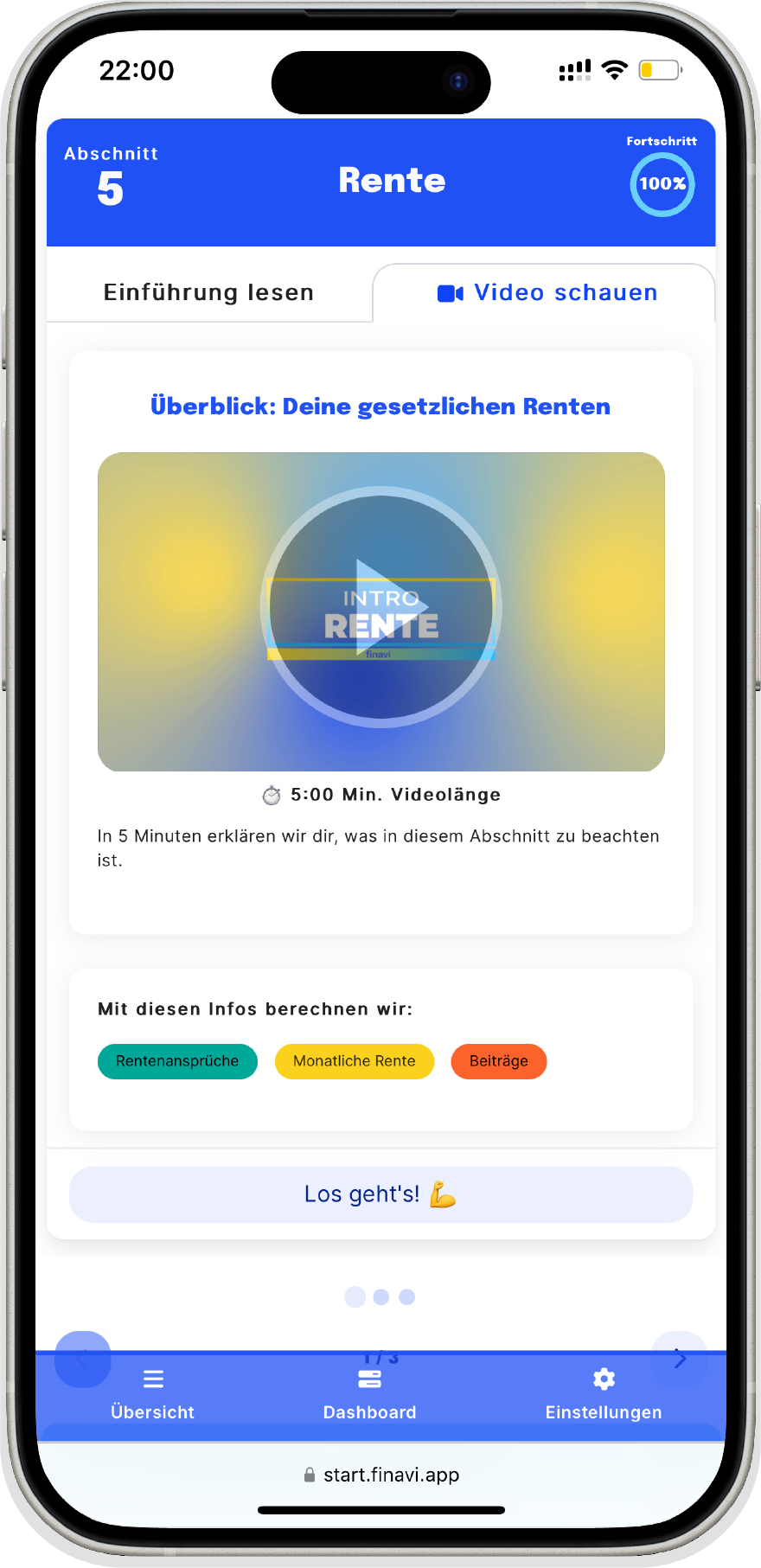 App screen showing financial interview questions